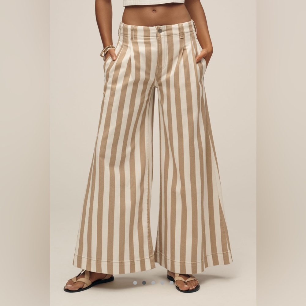 NWT Anthropologie Maeve High-Rise Wide-Leg Striped Jeans 30 - Picture 2 of 12